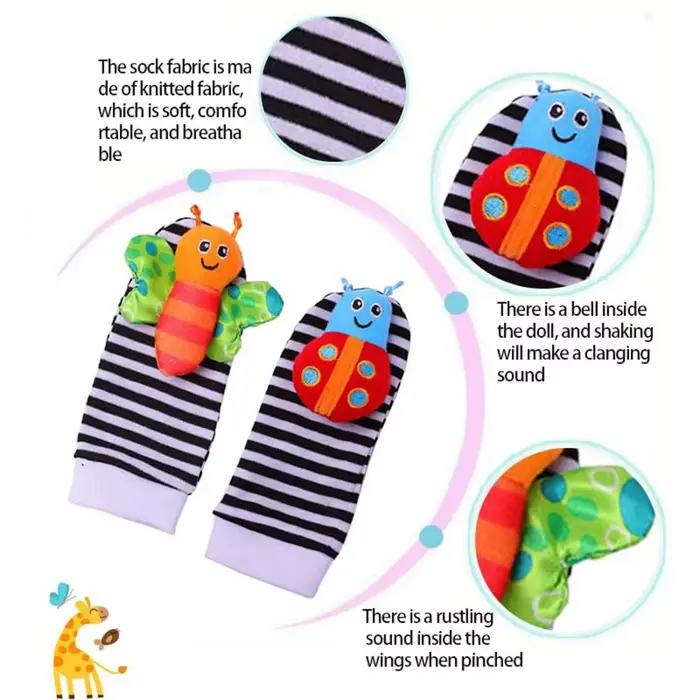 Hochets en peluche mignons pour bébé 0 à 24 mois hochets de poignet chaussettes de recherche de pieds cadeau pour nouveau-né garçon fille occasions spéciales