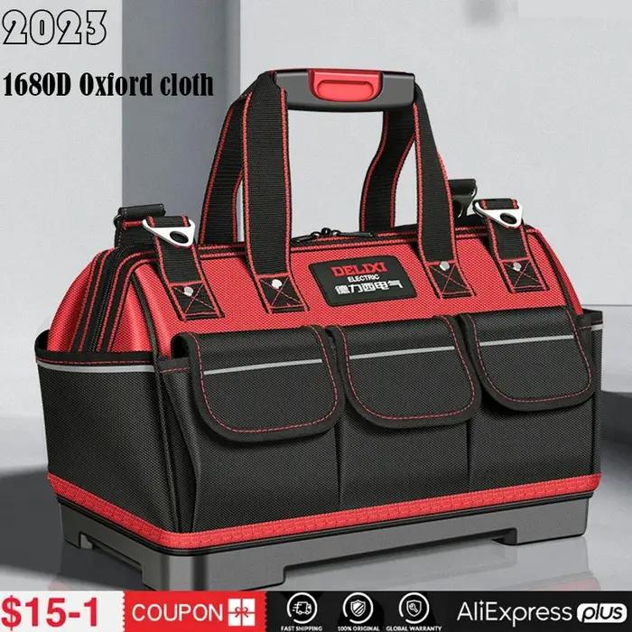 Sac à outils en tissu Oxford 1680D, clé d'électricien professionnel, sac à outils de rangement multi