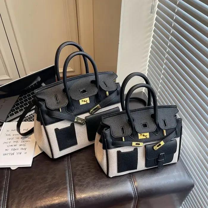 Sac fourre-tout de luxe texturé pour femme, nouvelle collection 2026, en cuir patchwork avec décorat
