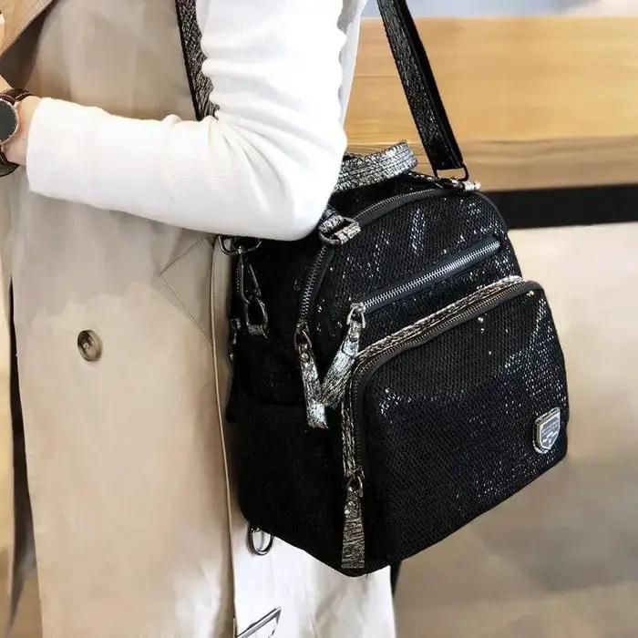 2025 version coréenne nouveau sac à dos femmes sac à main sequin mode voyage sac à dos multifonction