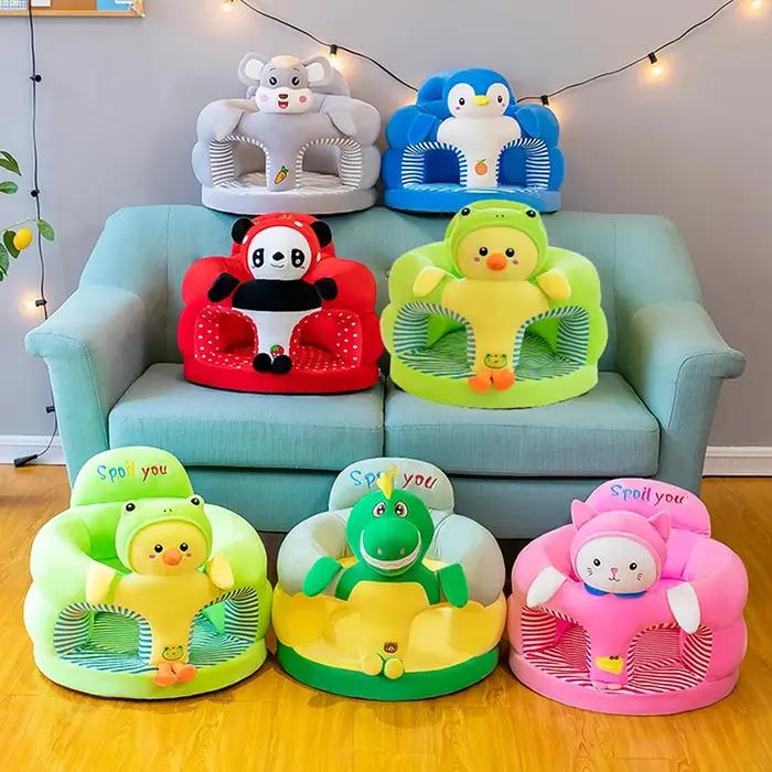 Housse de chaise d'assise pour bébé, housse de canapé en peluche en forme d'animal mignon, coussin d