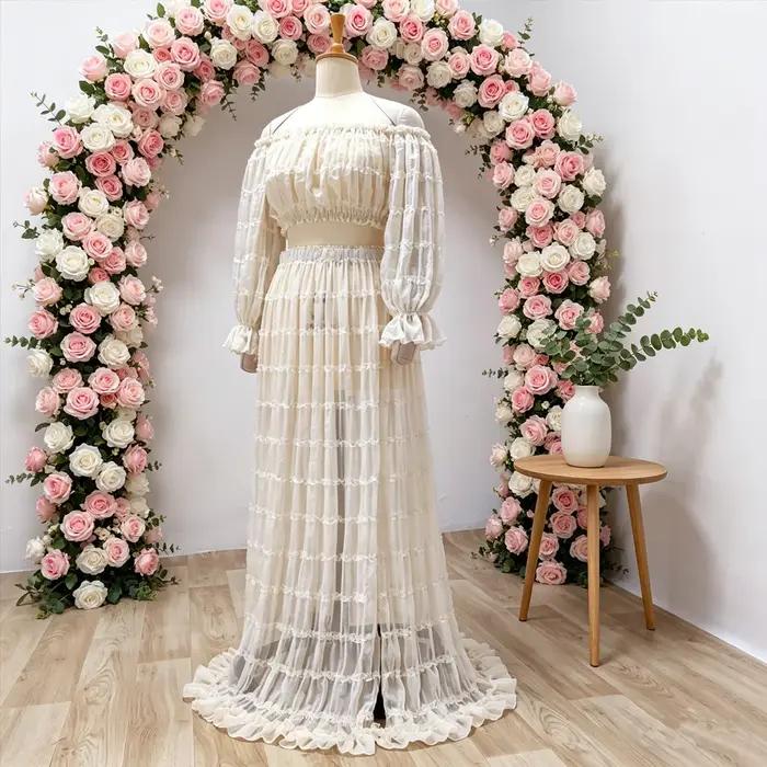Robe de maternité plissée en mousseline de soie élégante et sexy pour femmes enceintes et occasions spéciales