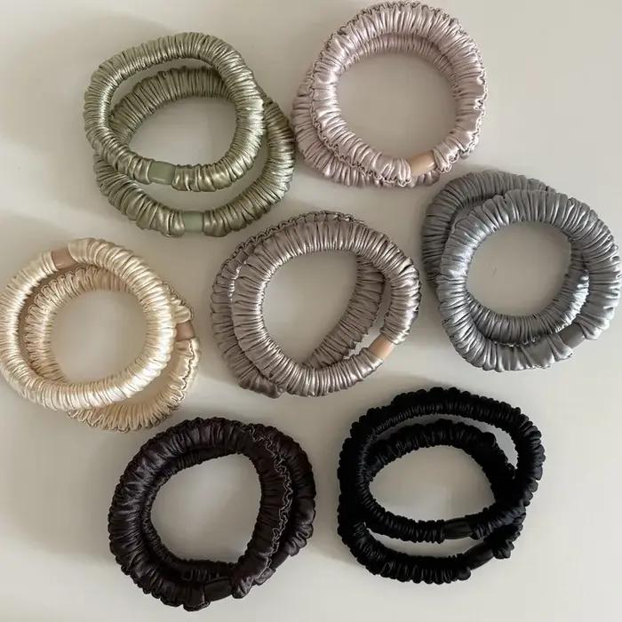 Chouchou élastique en soie pour femmes, couleur unie chouchou satin scrunchie cheveux Élastiques et