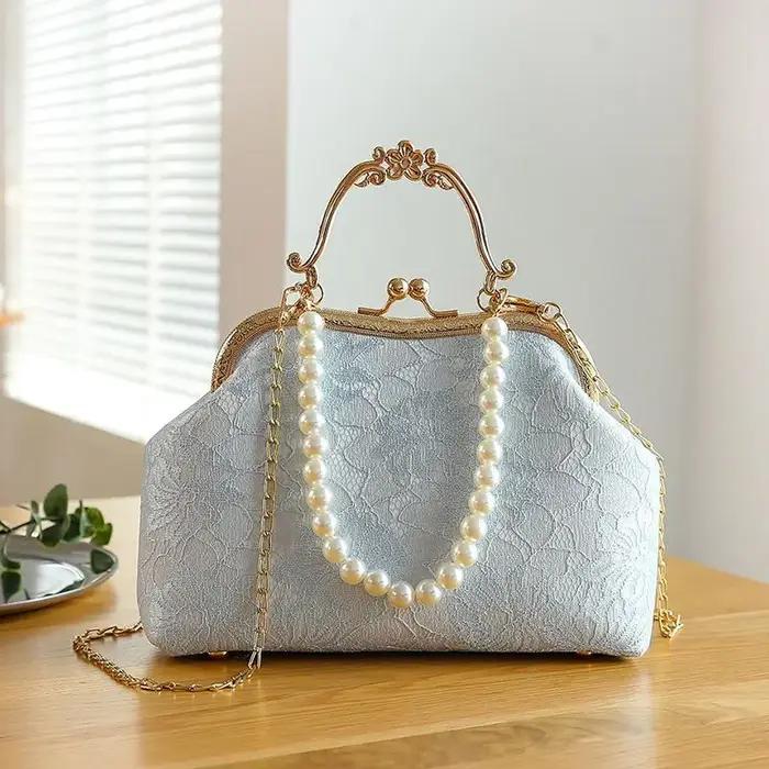 Sac à main en dentelle classique vintage pour femmes, sac à bandoulière initié, sacs à main JOWomen'