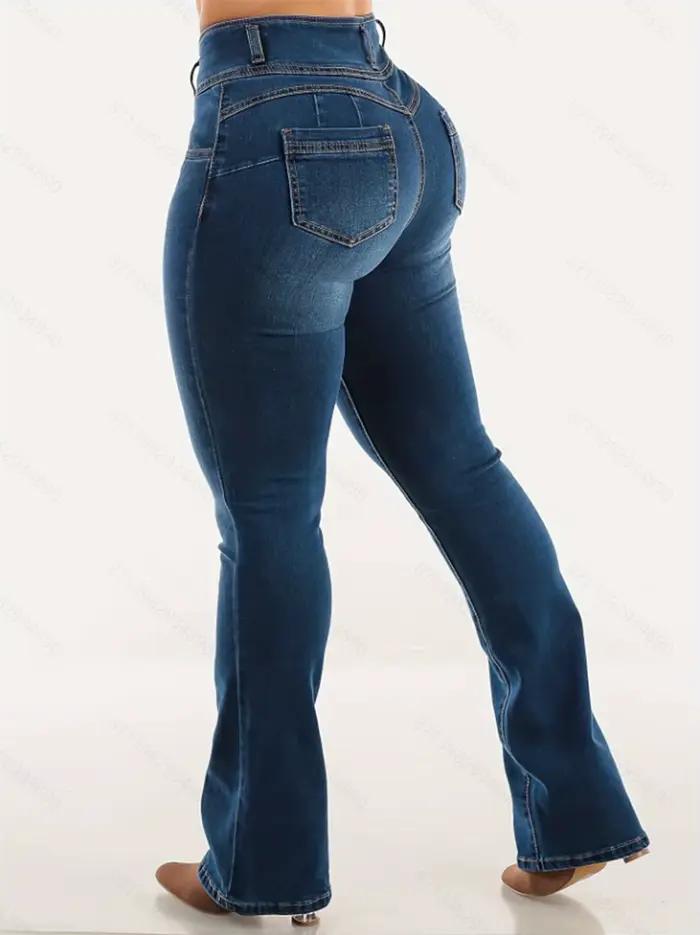 Boutonné fermeture éclair ouverture lavable bleu taille haute minceur fesses-amélioration élégant et