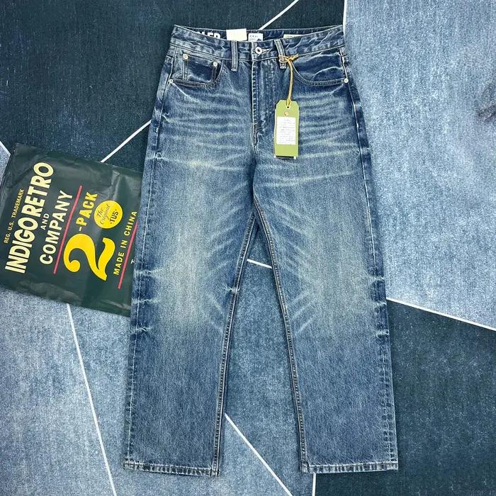 Jeans déchirés rétro américains pour hommes, coupe droite ample, pantalon décontracté kaki tendance,