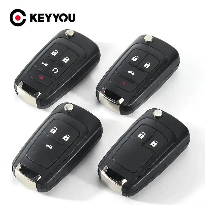 KEYYOU 10 pièces 2/3/4/5 boutons boîtier à distance Fob couverture rabat pliant clé coque vierge pou