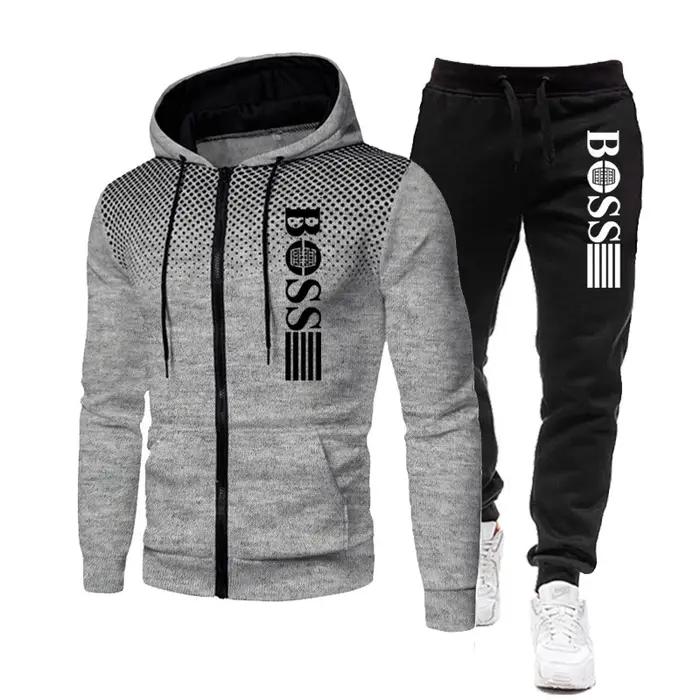 2025 nouveau sweat à capuche zippé pour hommes + ensemble pantalon décontracté pour l'automne et l'h