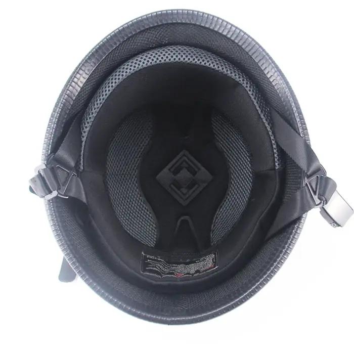 1X M/L/XL Vintage moto Cruiser casque demi visage casque allemand moto casque noir brillant voiture-