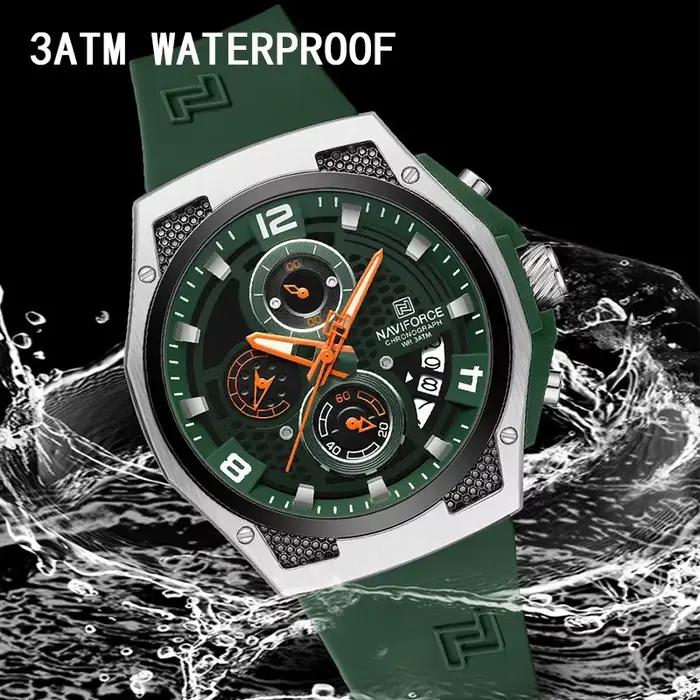 NAVIFORCE haute qualité luxe Original hommes montre bracelet en Silicone étanche mâle Quartz montre-