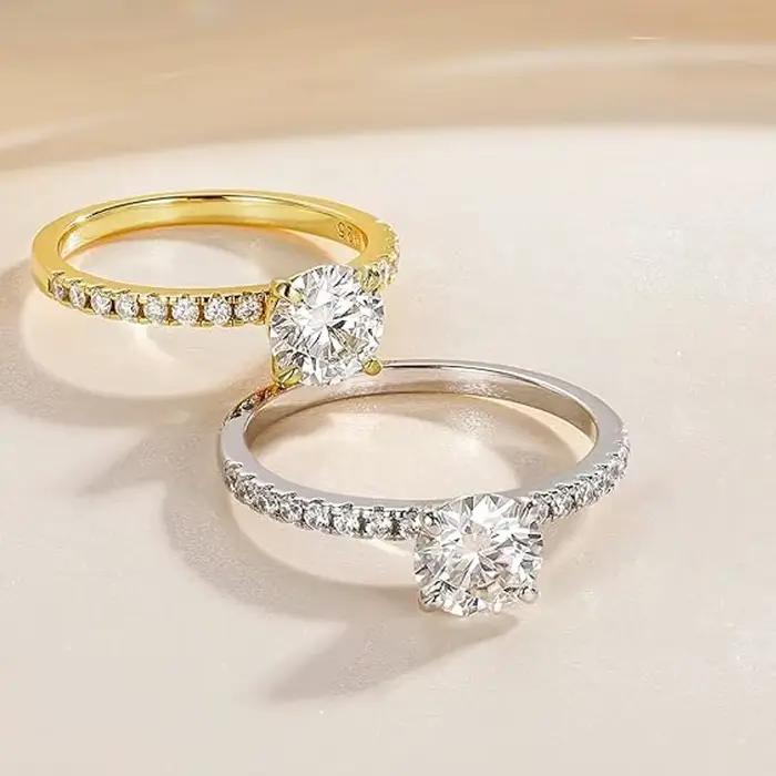 Bague solitaire en Moissanite certifiée Lnngy, 8mm, 2ct, en or 14K, pour femmes, bijoux de fête de m