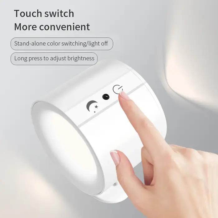 LED appliques murales lumière contrôle tactile Double tête applique 360 rotatif 3 couleurs appliques
