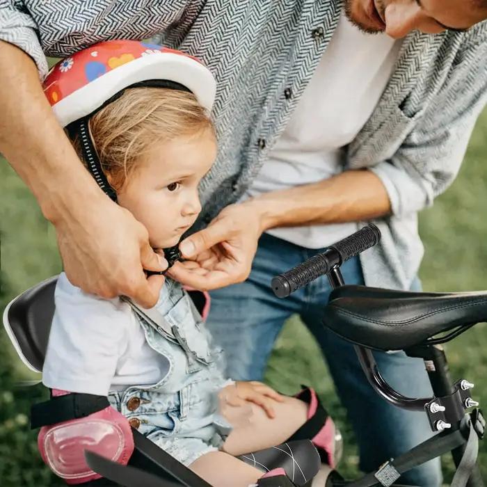 Siège arriere pour enfant avec poignee accoudoir repose-pieds pedale tapis de siege confortable et sécuritaire pour vélo occasions familiales et cadeaux d'anniversaire