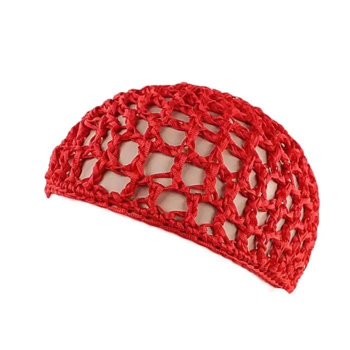 Filet à cheveux en maille pour femmes, bonnets de perruque noirs, bonnet au Crochet fait à la main,