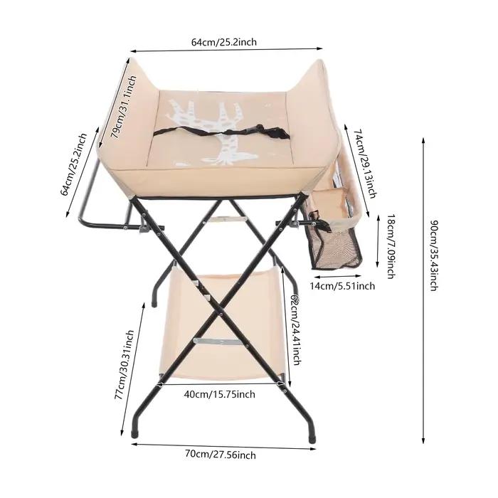 Table à langer portable, station à couches pliable pour bébé avec rangement, plateau 80x63cm pour no