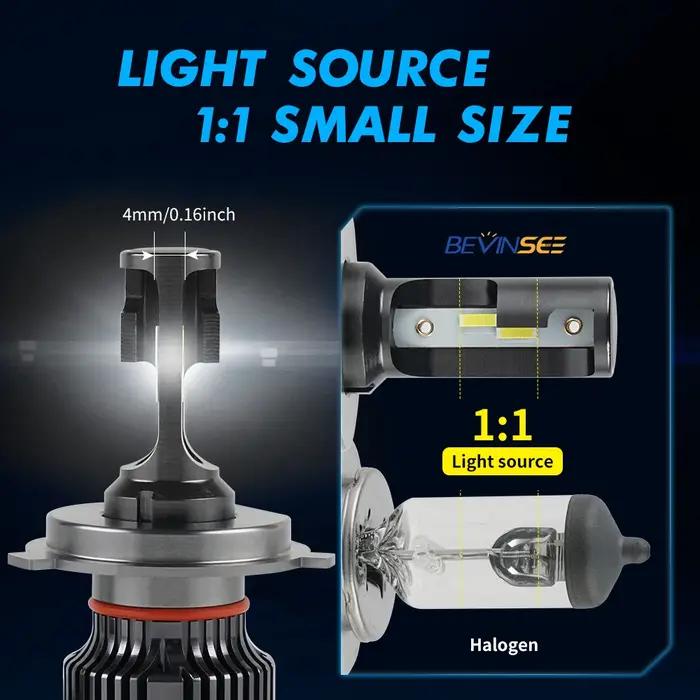 BEVINSEE Ampoule LED H4 H7 H11 50W 6000LM H1 H3 Ampoule LED 9004 9007 9008 Feux de route/croisement