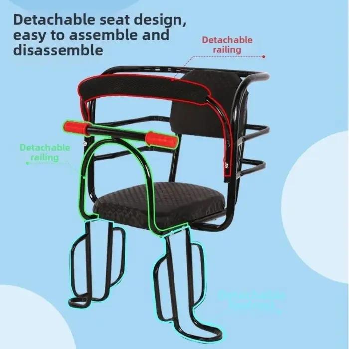 Siège de sécurité pour enfant avec selle, accoudoirs et pédales pour VTT et vélos électriques pour une expérience de conduite sécurisée et amusante