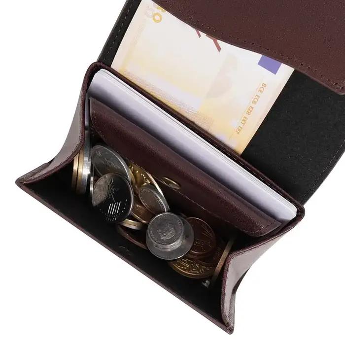Petit portefeuille Portable pour hommes en cuir de Grain fin, Mini portefeuille Vintage en cuir véri