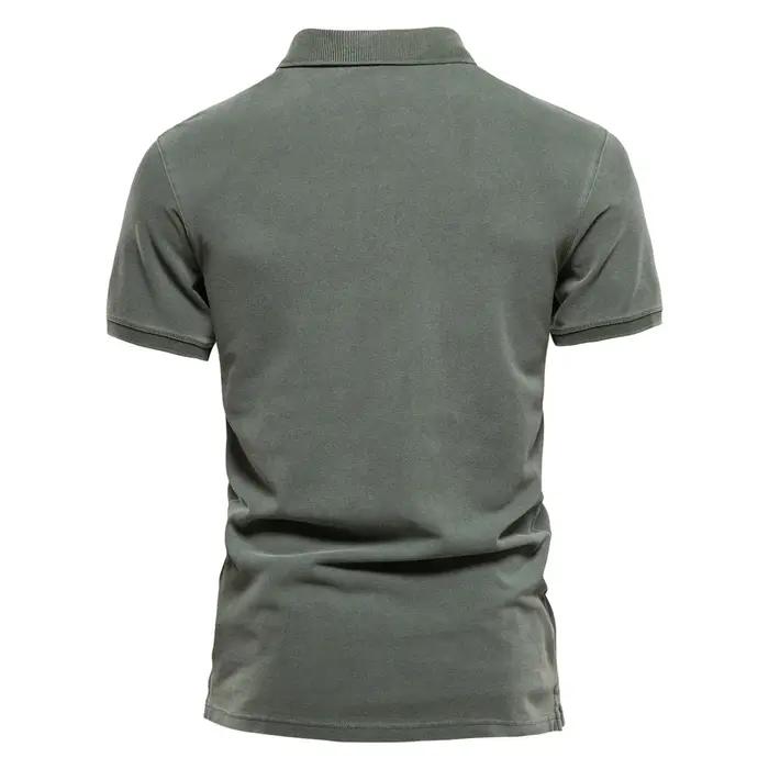AIOPEON 100% coton couleur unie hommes polos décontracté à manches courtes couverture hommes chemise