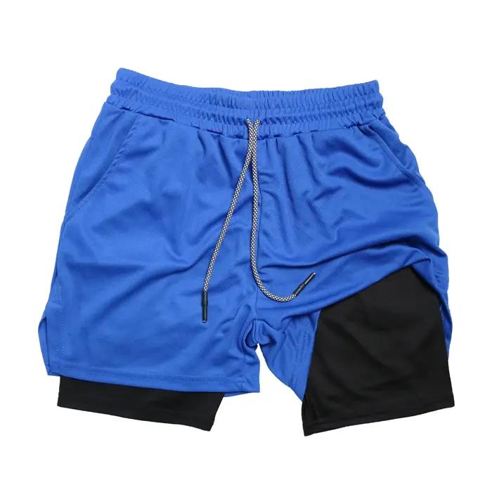 Short de Fitness Double couche pour hommes, short de sport 2 en 1, séchage rapide, entraînement, Jog