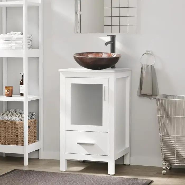 eclife 18 "petit meuble de salle de bain combiné meuble autoportant moderne avec porte et tiroir en