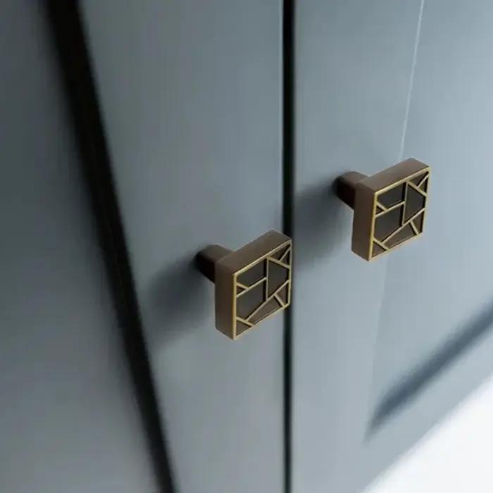 Poignée de porte en laiton rétro pour chambre armoire cuisine bouton unique style café français élégance intemporelle