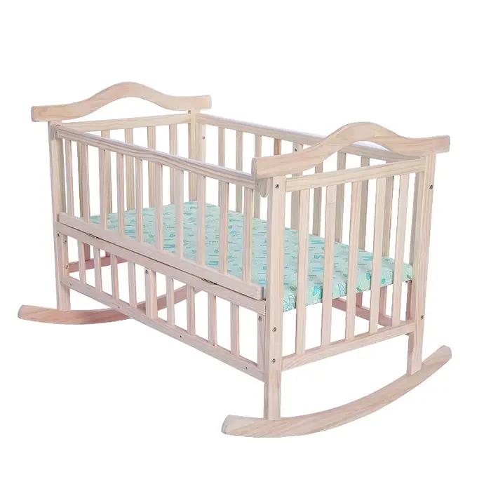 Berceau à bascule en bois enrichi pour nouveau-né, lit bébé, moustiquaire gratuite, sans peinture, b