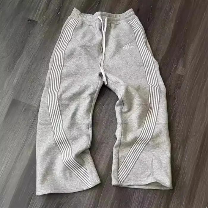 Pantalon ample à jambes droites pour hommes et femmes, décontracté, rayé, tendance, marque de rue, H