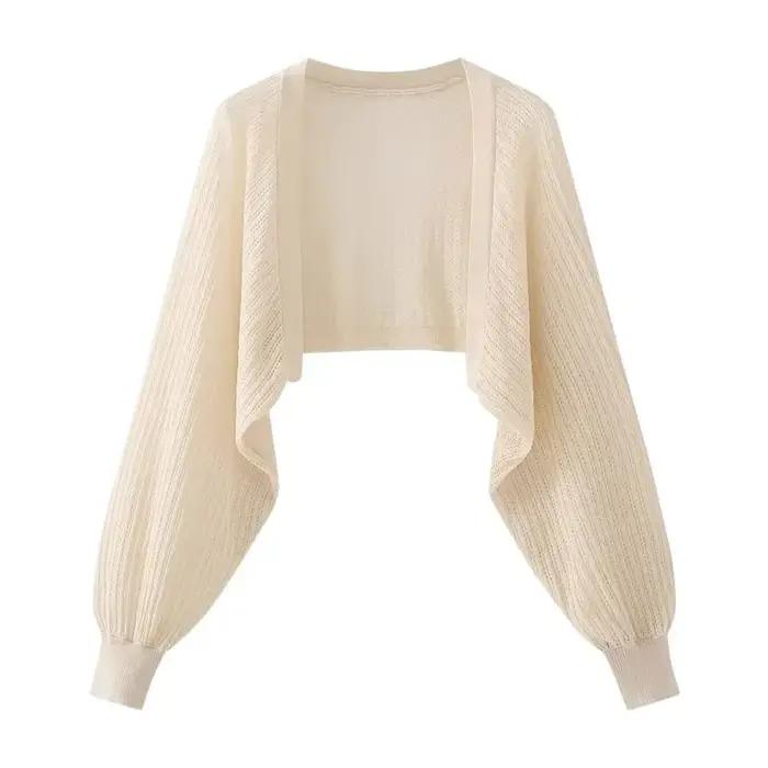 Cardigan tricoté en soie glacée française, résistant au soleil, veste fine d'été pour femmes, gilet,
