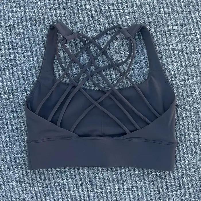 Soutien-gorge de Sport Anti-transpiration pour femmes, haut de Yoga, antichoc, haut court, dos crois