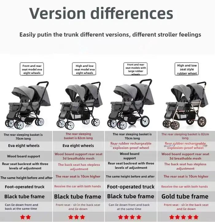 STOCK ue poussettes jumeaux Double enfants deux sièges poussettes chariot pliable vente en gros bébé
