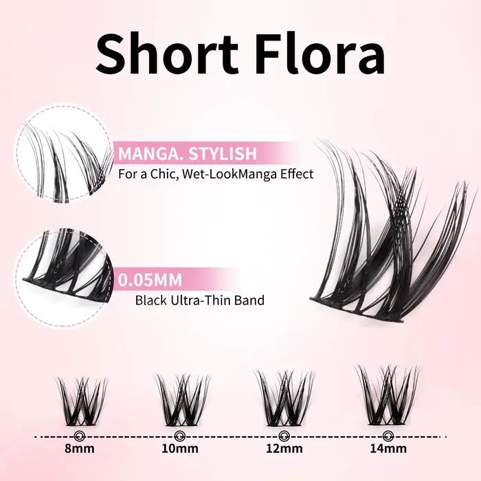Extensions de cils individuels Manga uCoolMe Lashes Short Fairy Venus Flora 0.05mm, bouquets à espac