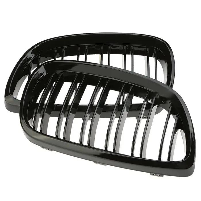 Grille de course noire brillante à double ligne, grilles de pare-chocs avant de voiture, rein pour B