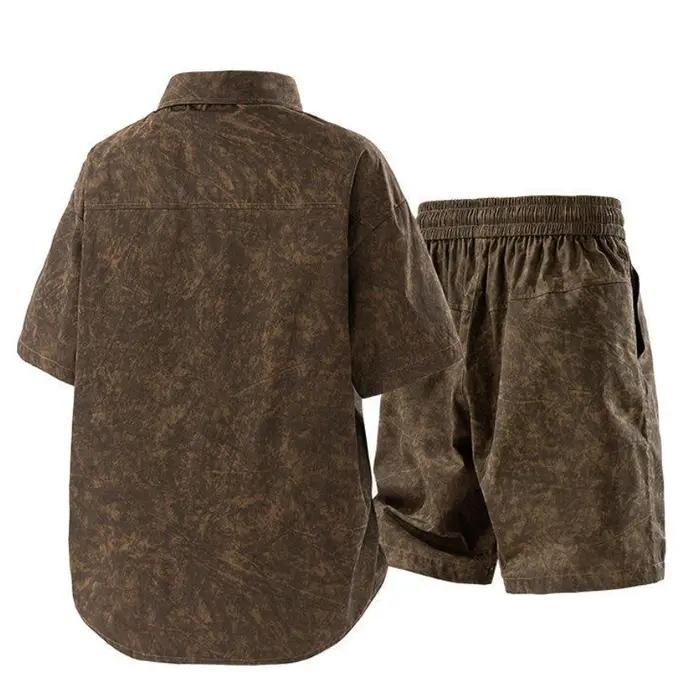 Ensemble chemise et Short à manches courtes pour hommes, décontracté, polyvalent, à la mode, Cool, t