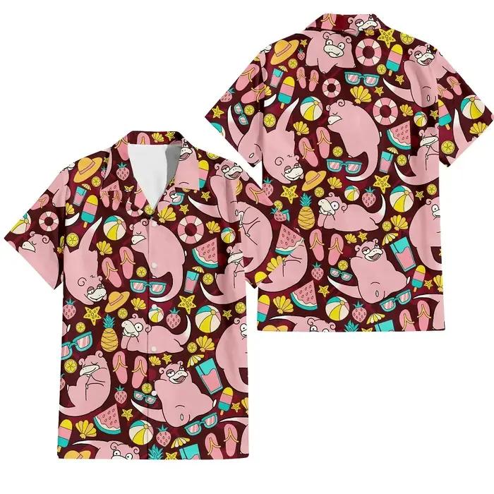 T-shirt hawaïen pour hommes 3D amusant dessin animé imprimé animal hommes été plage ample surdimensi