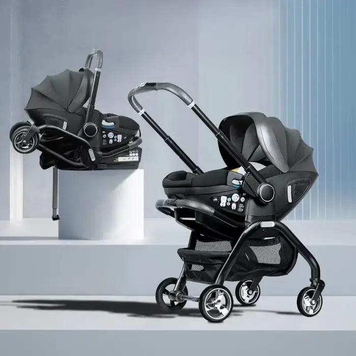 Poussette bébé rose 4-en-1 toute neuve. Poussette portable pour bébé, siège auto pour enfant, bercea