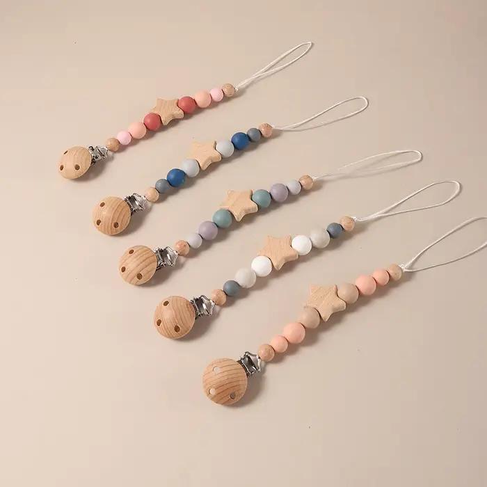 Chaîne de sucette étoile, clip de sucette perlé, porte-sucette Anti-perte pour bébés, nourrissons et