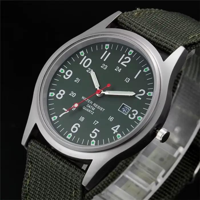 Garçons marque pas cher montres hommes mode décontracté bracelet en Nylon sport armée cadeaux Date Q