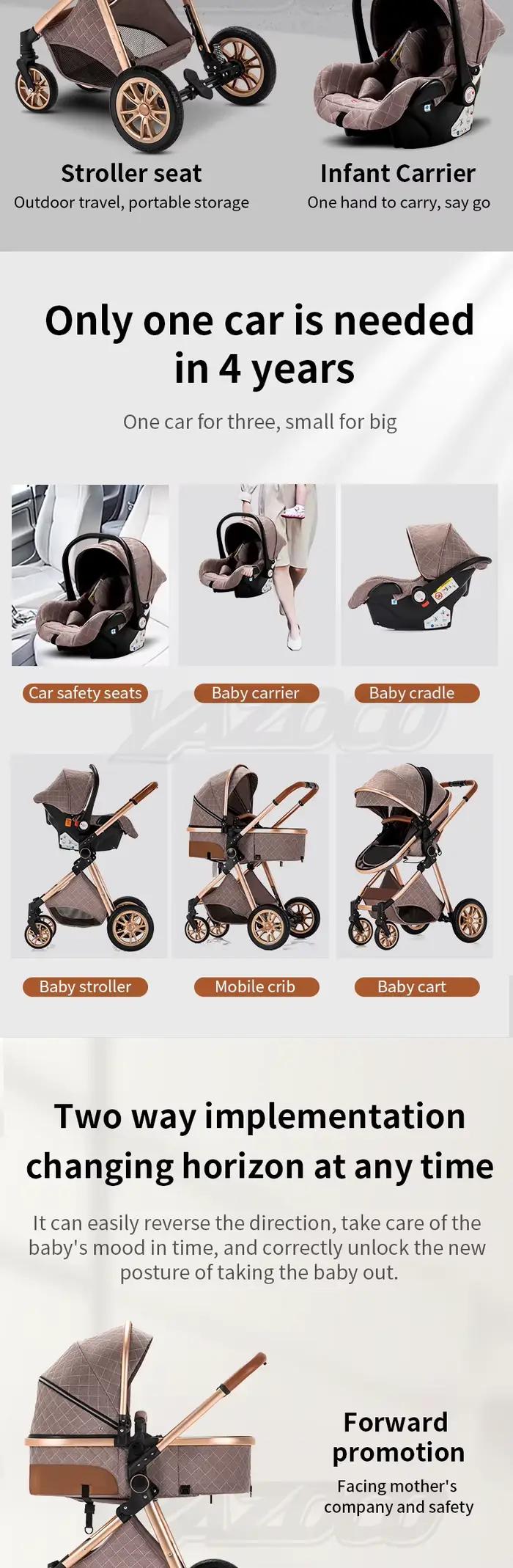 Poussette bébé 3 en 1, système de voyage, landau léger pour nouveau-nés, tout-terrain, compacte et p