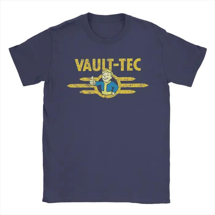 T-shirt Homme Distressed Vault-Tec 100% Coton Vêtements Loisirs Manches Courtes Col Rond Grande Tail