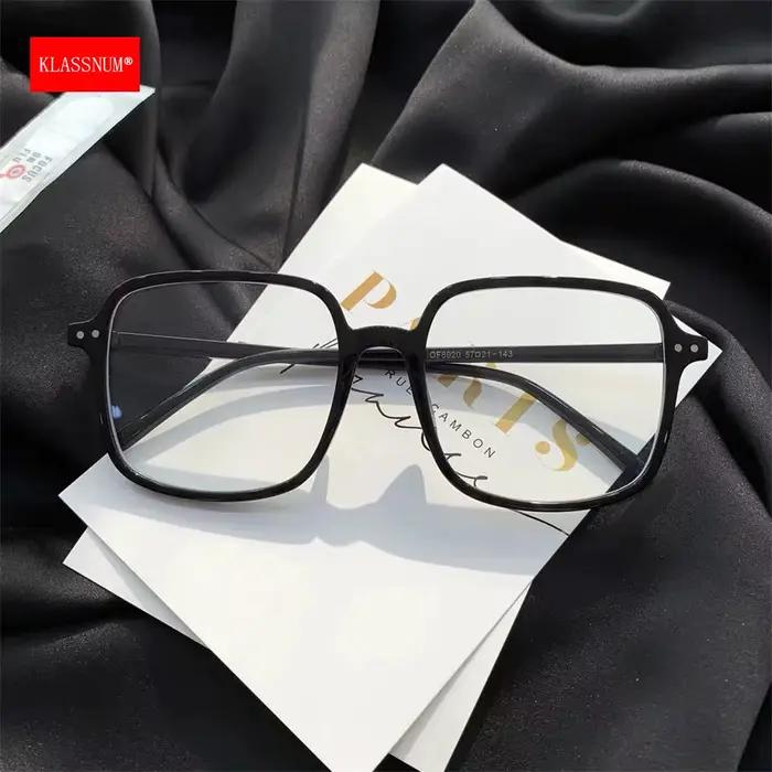 KLASSNUM femmes Anti-lumière bleue lunettes surdimensionné carré Ultra-léger Transparent lunettes d'