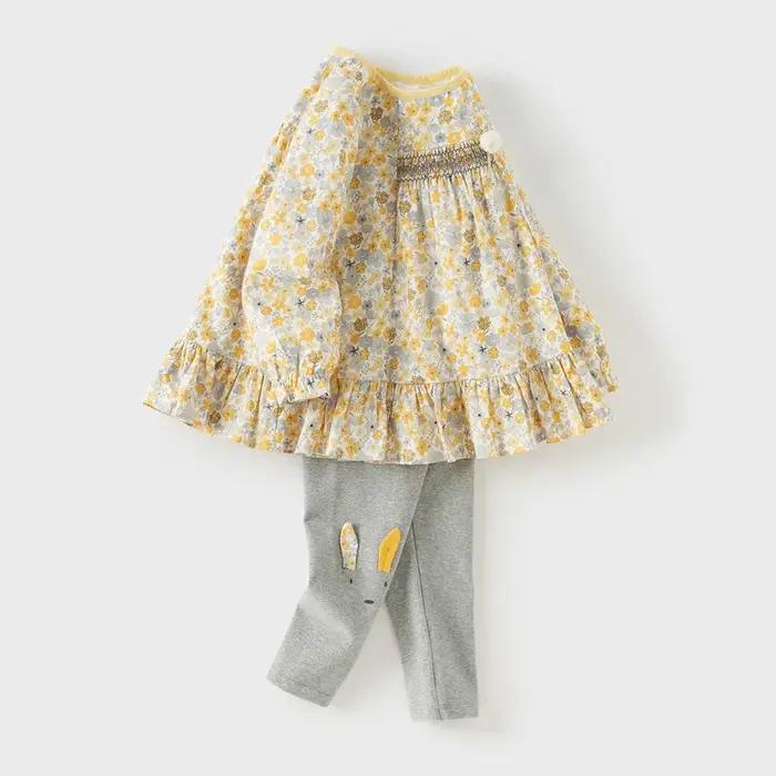 Dave Bella enfants doux mignon imprimé fleuri pantalon ensemble filles bébé automne mode décontracté