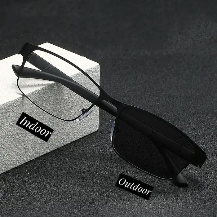 Lunettes de myopie photochromiques unisexes pour hommes d'affaires, demi-monture carrée, lunettes de