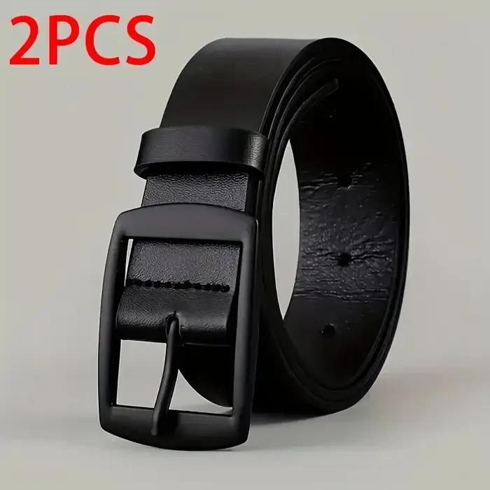 Ceinture de luxe en cuir PU pour hommes, 2 pièces, boucle ardillon en métal, haute qualité, marque c