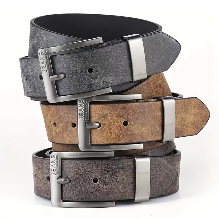 Ceinture en cuir PU pour hommes, de haute qualité, avec boucle ardillon en métal, pour loisirs et af
