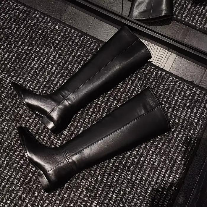Aucegi Bottes hautes confortables à bout rond pour femme, nouvelle collection printemps-automne, tal