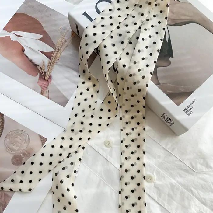 Écharpe longue et étroite pour femmes en sac à cravate à pois, accessoire élégant et polyvalent pour toutes les occasions ```