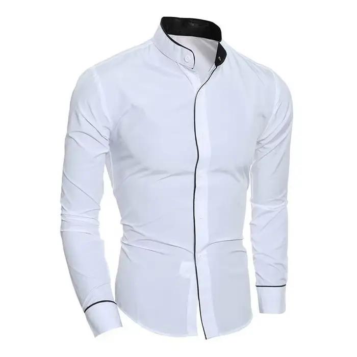 Chemise à manches longues pour hommes, couleur unie, Simple, décontractée, Version coréenne, coupe c