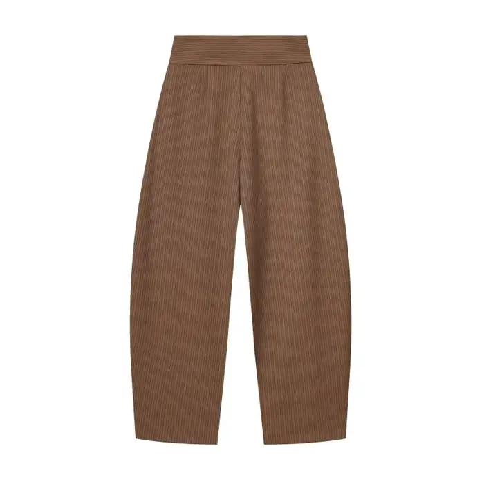 Pantalon large pour femme, style rétro, couleur foncée, plissé, taille haute, décontracté, pour le t