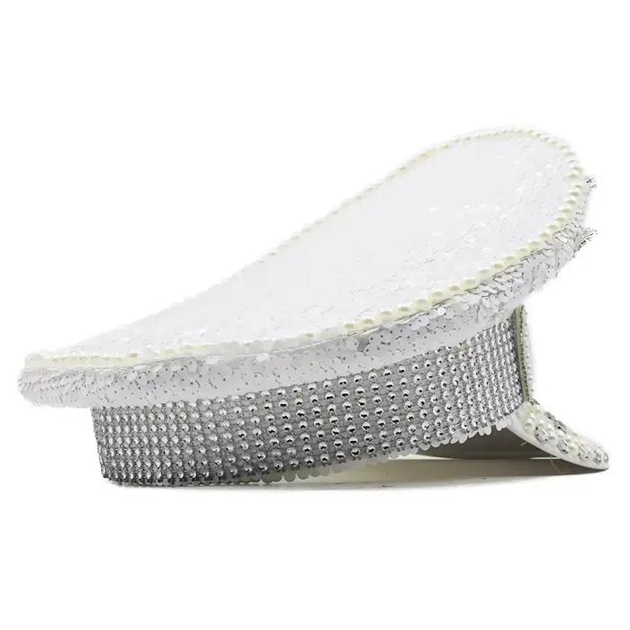 Chapeau militaire de luxe pour femmes, chapeau de luxe à paillettes brûlantes, capitaine sergent, st